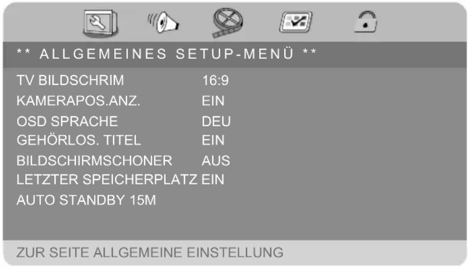 MEDION LIFE P72022 (MD 84873) - ALLGEMEINES SETUP MENÜ - 1