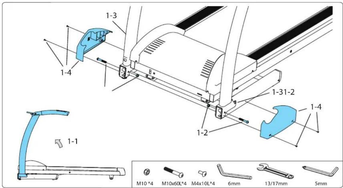Cardiostrong TR70 - Étape 1: Montage des mâts de console - 1