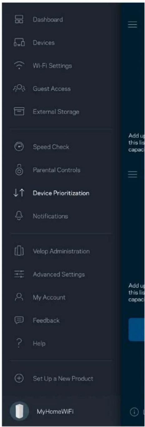 LINKSYS Velop MX10600 - Irenginiu prioretizavimas - 1