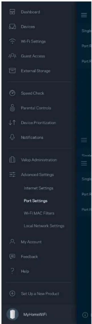 LINKSYS Velop MX10600 - Port Settings - 1