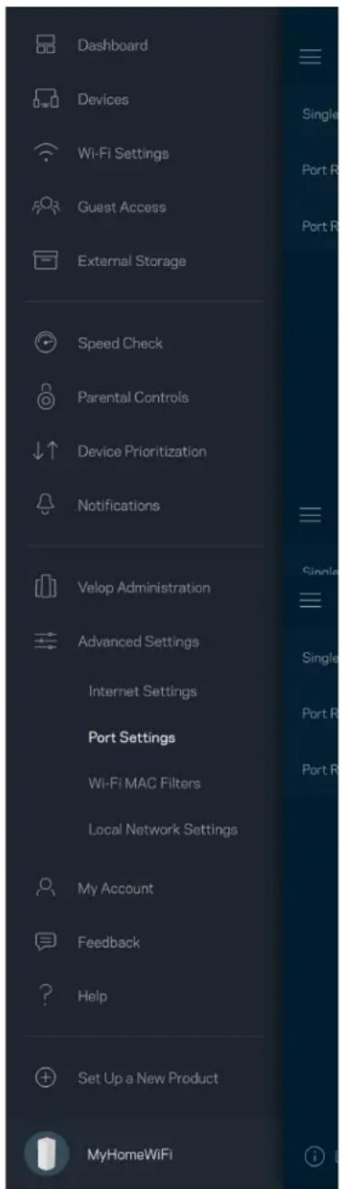 LINKSYS Velop MX10600 - Impostazioni porta - 1