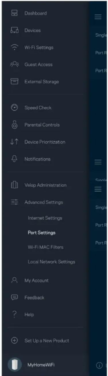 LINKSYS Velop MX10600 - Port Settings (Paramètres des ports) - 1