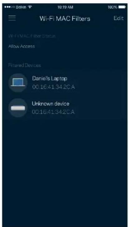 LINKSYS Velop MX10600 - Wi-Fi-verkon MAC-suodattimet - 2