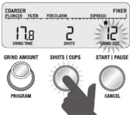 SAGE the Smart Grinder Pro BCG820 - Selecting your SHOTS / CUPS - 1