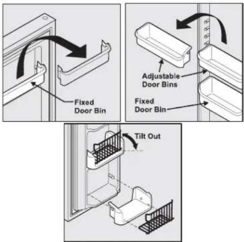 ELECTROLUX ENL6098W - To change the position of an adjustable door bin: - 1