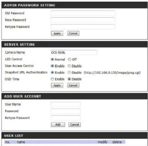D-LINK DCS5030L - Maintenance Admin - 2