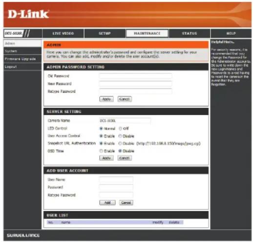 D-LINK DCS5030L - Mise à jour du microprogramme - 1