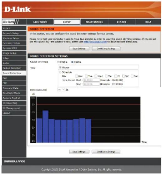 D-LINK DCS5030L - Détction du son - 1