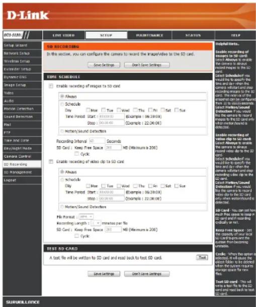 D-LINK DCS5030L - Enregistrement sur carte SD - 1