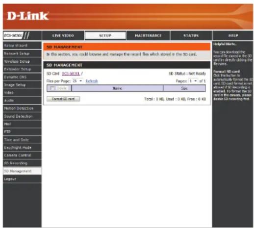 D-LINK DCS5030L - Gestion de la carte SD - 1
