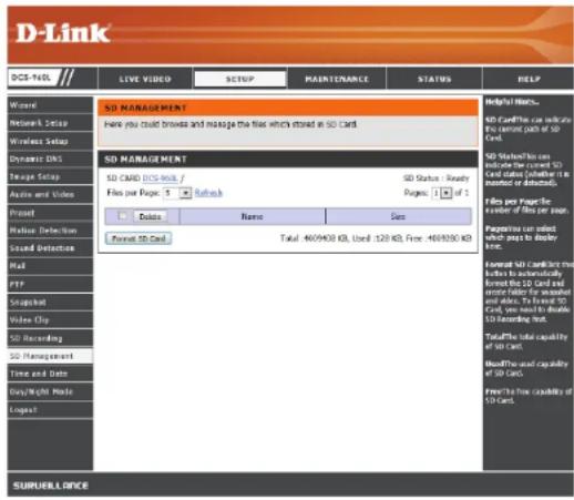 D-LINK DCS960L - Gestion de la carte SD - 1