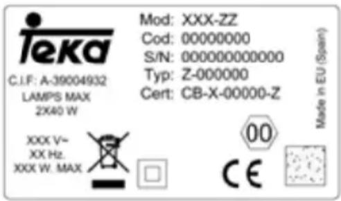 TEKA TL 740 - VER ETIQUETA DE CARACTERISTICAS - 1