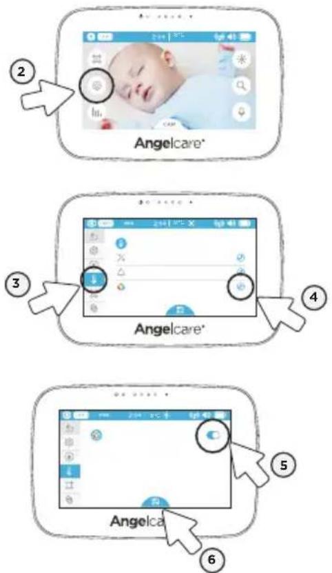 ANGELCARE AC510 - POUR DÉFINIR LE MODE CHANGEMENT DES COULEURS DE LA CAMÉRA: - 1