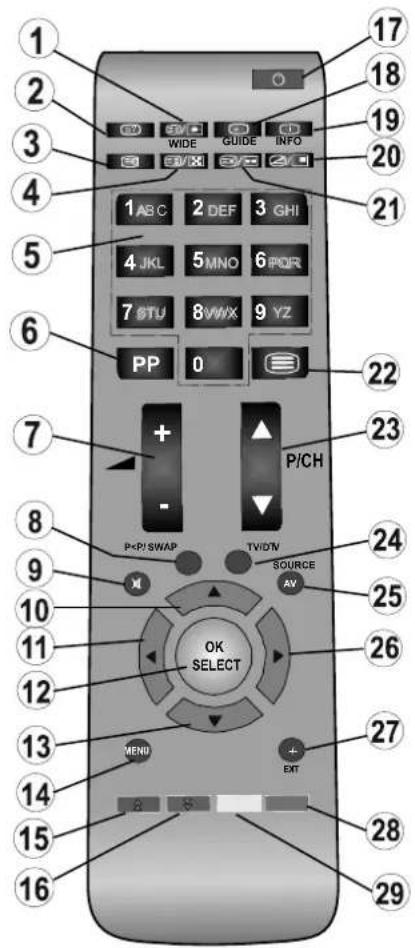TECHWOOD TL3210TN875 - Aperçu général de la télécommande - 1