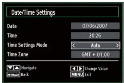 TECHWOOD TKR26B62N - Configuring Date/Time Settings - 1