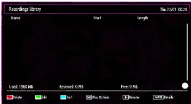 TECHWOOD CL24ITM12FDVX - Recordings Library - 1