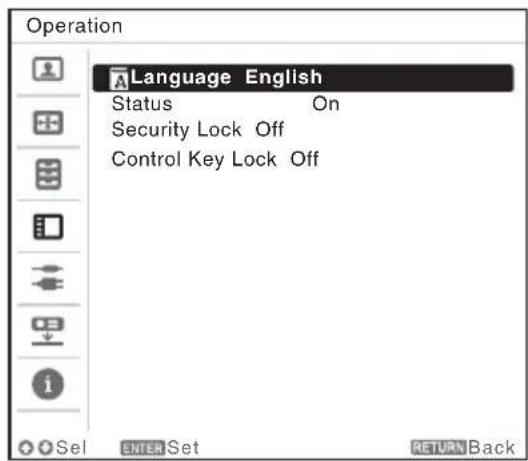 SONY VPLEX276 - Wahlen der Menüsprache - 2
