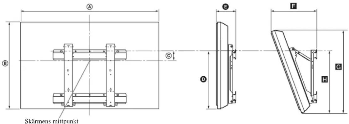 SONY SUWL500 - Måttabell für TV-installation - 1