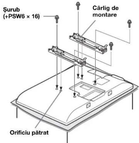 SONY SUWL500 - Consultand diagrama/tabelul cu locatiile surubului si carligului de la pagina pagina 14, stabili poziile surubului si fixati carligul de montare in spatele televizorului. - 1