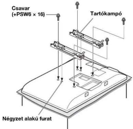 SONY SUWL500 - A 13. oldal csavar- és kampokiosztási ábraja/tablazata alapján határozza meg a csavarok elhelyezkedését, és rögzítse a tartókampôt a televíókszülék hátuljára. - 1