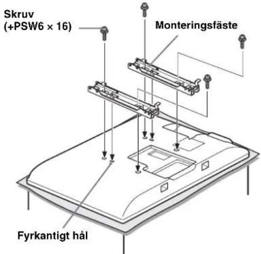 SONY SUWL500 - Fastställ med hjälp av diagrammet/tabellen for skruv- och krokplatser på sidan 13 skruvarna plats och sakra monteringskroken på TV:ns baksida. - 1