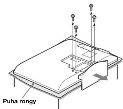 SONY SUWL500 - Távolítsa el a csavarokat a televíókészülék hátuljáról. Ezután valassza le az asztali állványt a televíókészülékról. - 1
