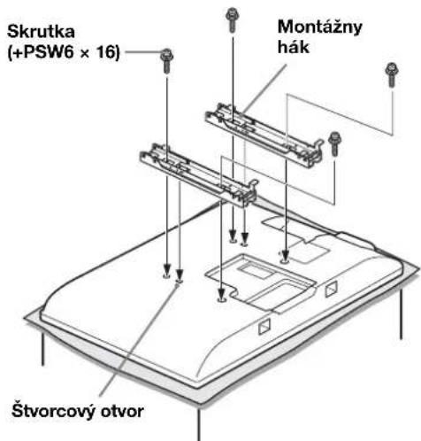 SONY SUWL500 - Podla diagramu/tabul'ky umiestnenia skrutiek a haka na str. 14 urte pozicie skrutiek a pripevnite montážny hak k zadnej strane TV prijimača. - 1