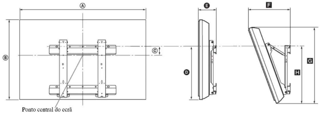 SONY SUWL500 - Tabela de dimensionalas para a instalacao do televisor - 1