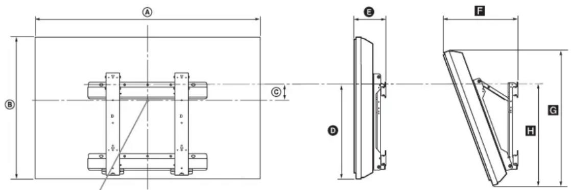 SONY SUWL500 - Tabella delle dimensioni per l'installazione del teilevisore - 1