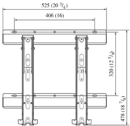 SONY SUWL500 - Scheme des dimensions de fixation au mur - 1