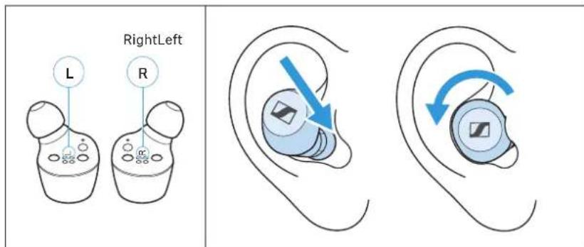 SENNHEISER Momentum True Wireless 2 - Insérer les écouteurs dans les oreilles - 1