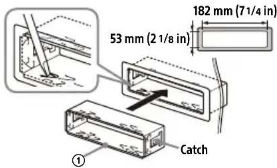 182 mm (7 1/4 in) 53 mm (2 1/8 in) Catch ①