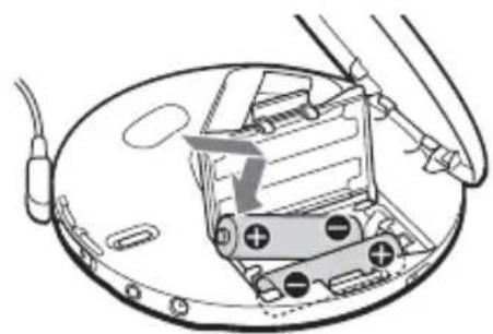 SONY DNE715 - Öppna batterifackets lucka på insidan av CD-spelaren. - 2