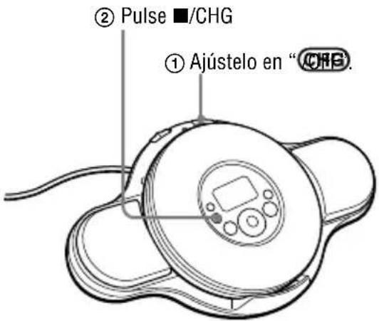 SONY DNE329SP - Ajuste el interruptor del soporte en "OFF" y pulse ■/CHG en el reproductor de CD para iniciar la carga. - 1