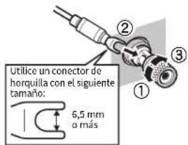 Utilice un conector de horquilla con el siguiente tamaño: 6,5 mm o más