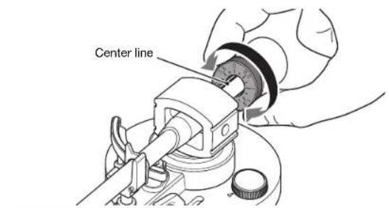 YAMAHA TTS303 - Turn the counter ring so that the "0" marking is aligned with the center line on the back end of the tone arm. - 1