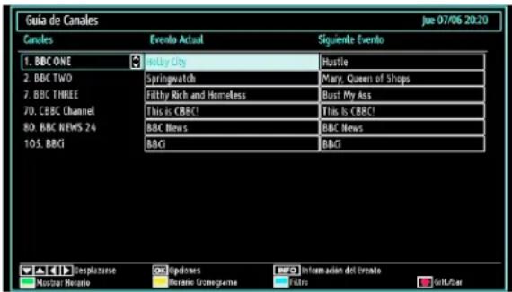 SABA L32PV412 - Vista de la Guía de Programación Electrónica (EPG) - 1