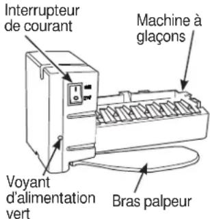 Interrupteur de courant Machine à glaçons Voyant d'alimentation vert Bras palpeur