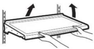 GE GNE25JGKBB - To remove the shelves: - 1