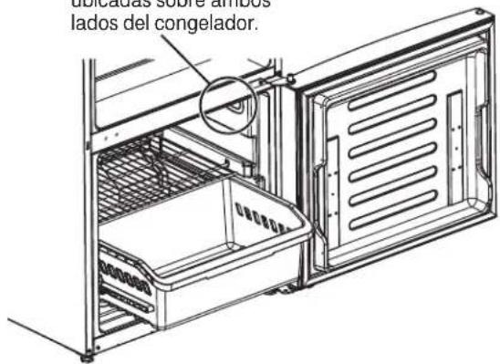 abicadas sobre ambos lados del congelador.