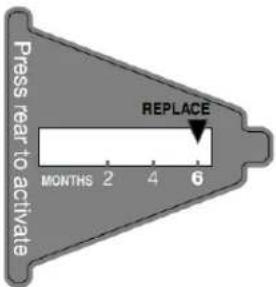 Press rear to activate MONTHS 2 4 6 REPLACE