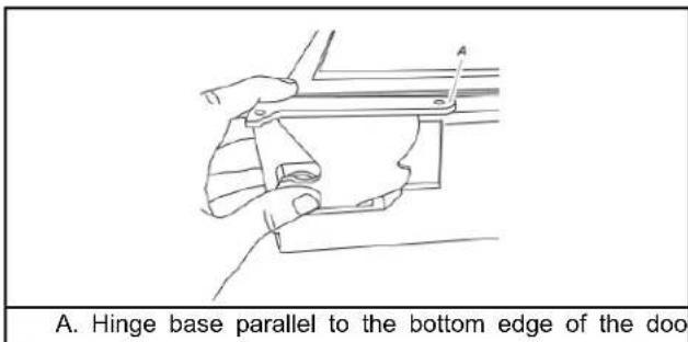 A. Hinge base parallel to the bottom edge of the doo