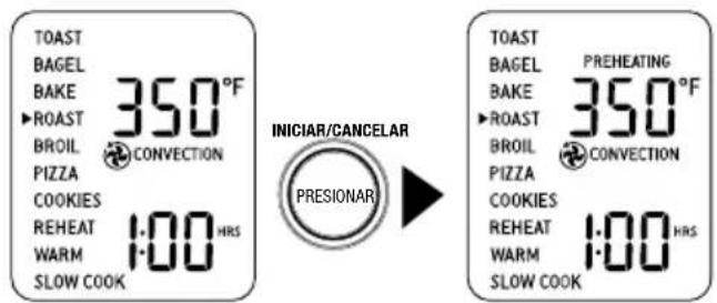 TOAST BAGEL BAKE 350°F ▶ROAST BROIL PIZZA CONVECTION COOKIES REHEAT 1:00 HRS WARM SLOW COOK INICIAR/CANCELAR PRESIONAR TOAST BAGEL BAKE 350°F ▶ROAST BROIL PIZZA CONVECTION COOKIES REHEAT 1:00 HRS WARM SLOW COOK