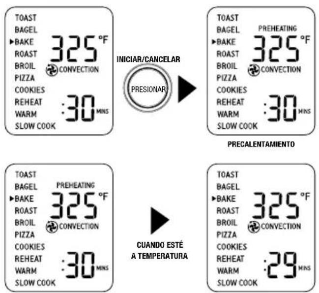 TOAST BAGEL ►BAKE 325°F ROAST BROIL CONVECTION PIZZA COOKIES REHEAT :30 MNS WARM SLOW COOK INICIAR/CANCELAR PRESIONAR TOAST BAGEL PREHEATING ►BAKE 325°F ROAST BROIL CONVECTION PIZZA COOKIES REHEAT :30 MNS WARM SLOW COOK PRECALENTAMIENTO TOAST BAGEL PREHEATING ►BAKE 325°F ROAST BROIL CONVECTION PIZZA COOKIES REHEAT :30 MNS WARM SLOW COOK CUANDO ESTÉ A TEMPERATURA TOAST BAGEL PREHEATING ►BAKE 325°F ROAST BROIL CONVECTION PIZZA COOKIES REHEAT :29 MNS WARM SLOW COOK