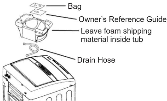 Bag Owner's Reference Guide Leave foam shipping material inside tub Drain Hose
