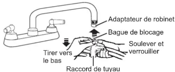Adaptateur de robinet Bague de blocage Soulever et verrouiller Tirer vers le bas Raccord de tuyau