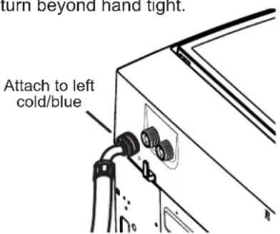 Turn beyond hand tight. Attach to left cold/blue
