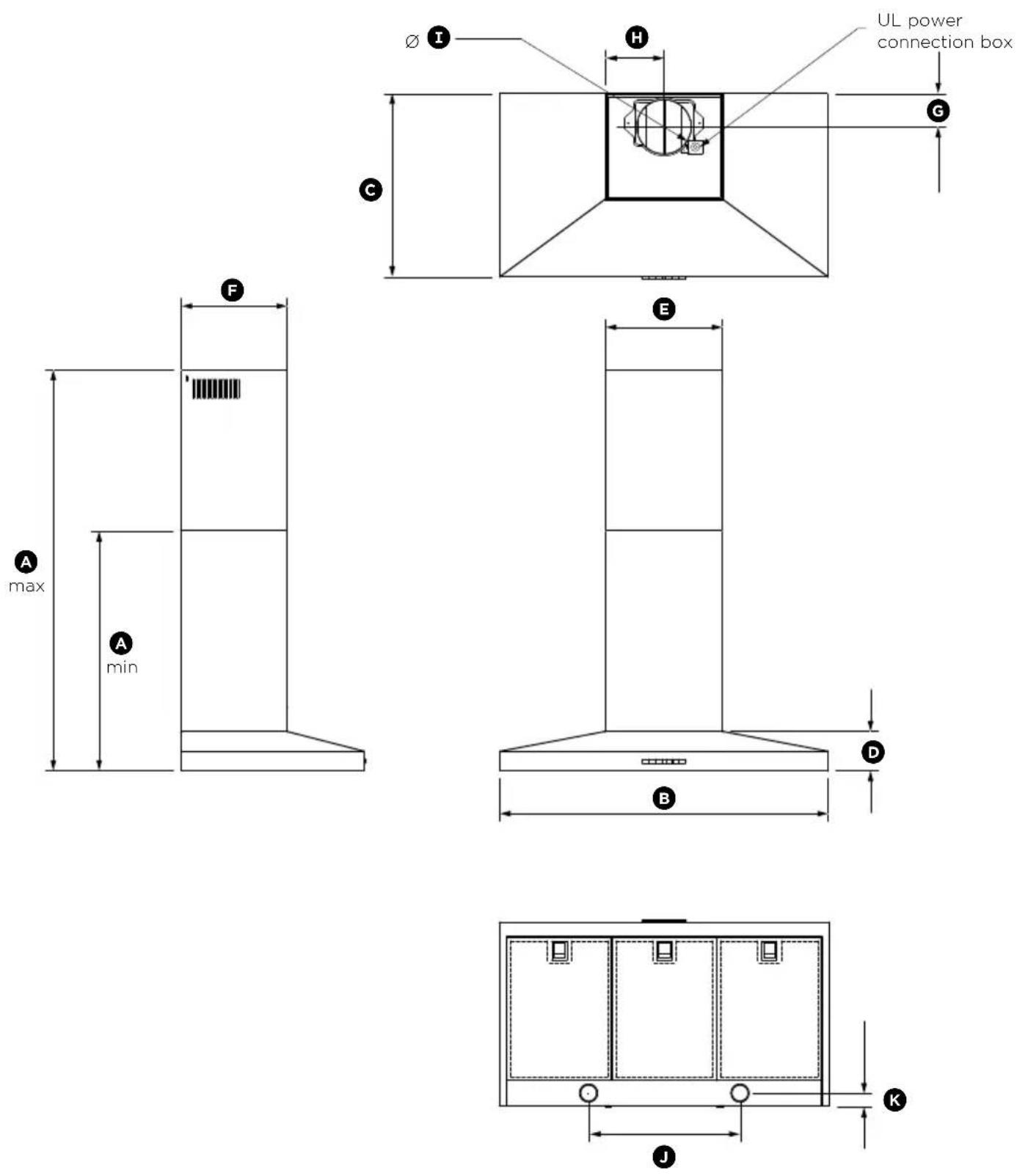 Fisher & Paykel HC30PHTX1N - Product dimensions - 1