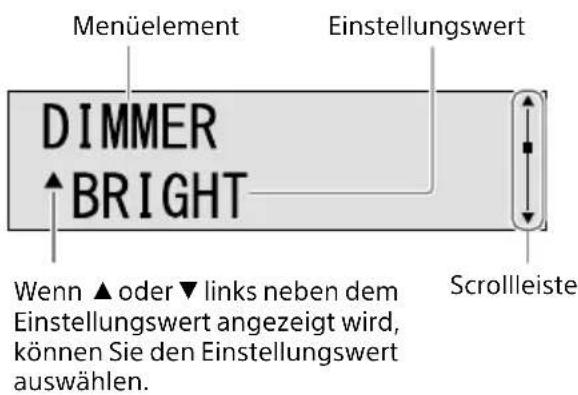 SONY TAZH1ES - Drücken Sie ↑/↓, um das Menüelement auszuwahlen, und drücken Sie dann ENTER. - 1