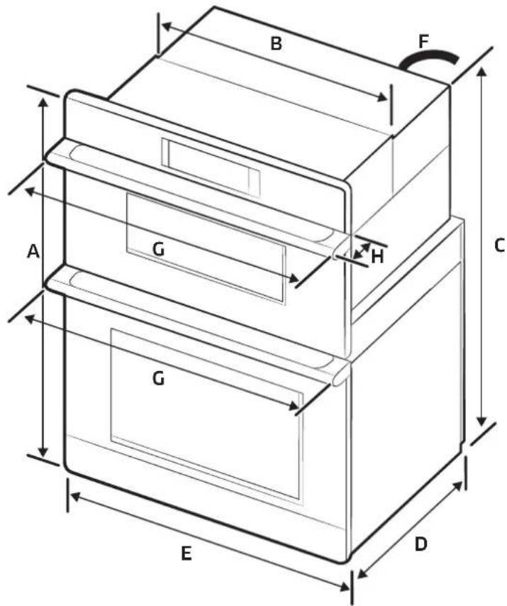 Dacor Modernist DOC30M977DS - Dimensions de l'appareil (fours combinés) - 1